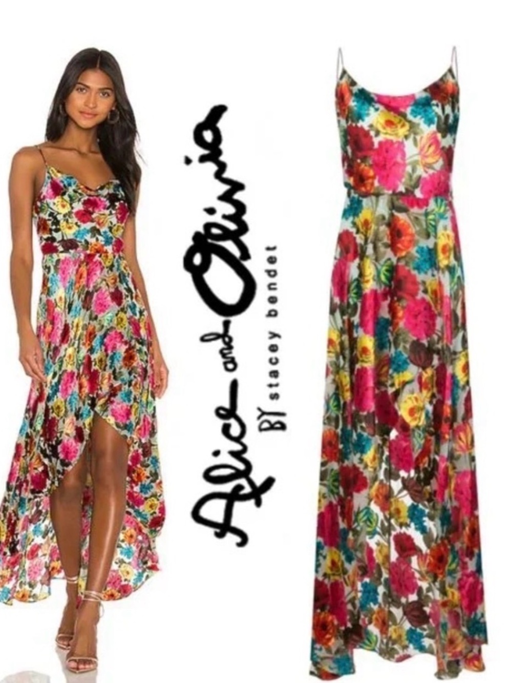 Alice + Olivia maxi dress size 6 floral print great condition no flaws - Picture 2 of 8